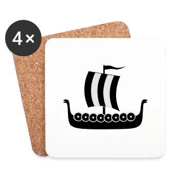 wikingerschiff_vektor - Untersetzer (4er-Set) - Weiß - Vorne