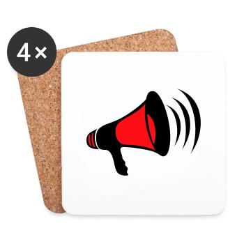 mega, megaphone, megaphone, demonstrate, call, cry - Coasters (set of 4) - white - Front