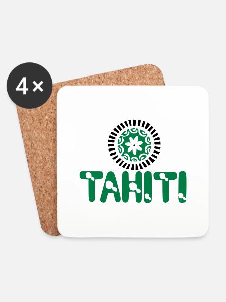polynesische Tätowierung Tiara Tahiti Karte - Untersetzer (4er-Set) - Weiß