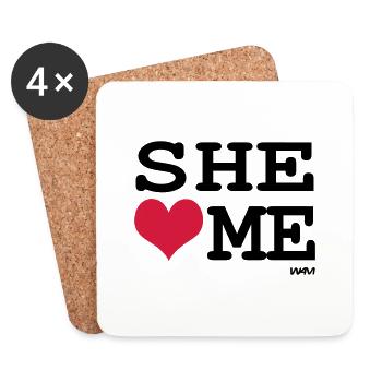 she loves me by wam - Untersetzer (4er-Set) - Weiß - Vorne