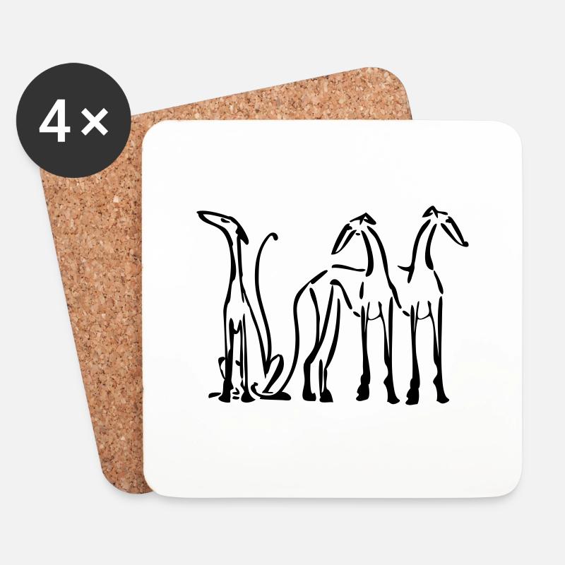 3 sighthounds - Coasters (set of 4) - white