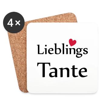 Lieblings Tante mit Herz - Untersetzer (4er-Set) - Weiß - Vorne