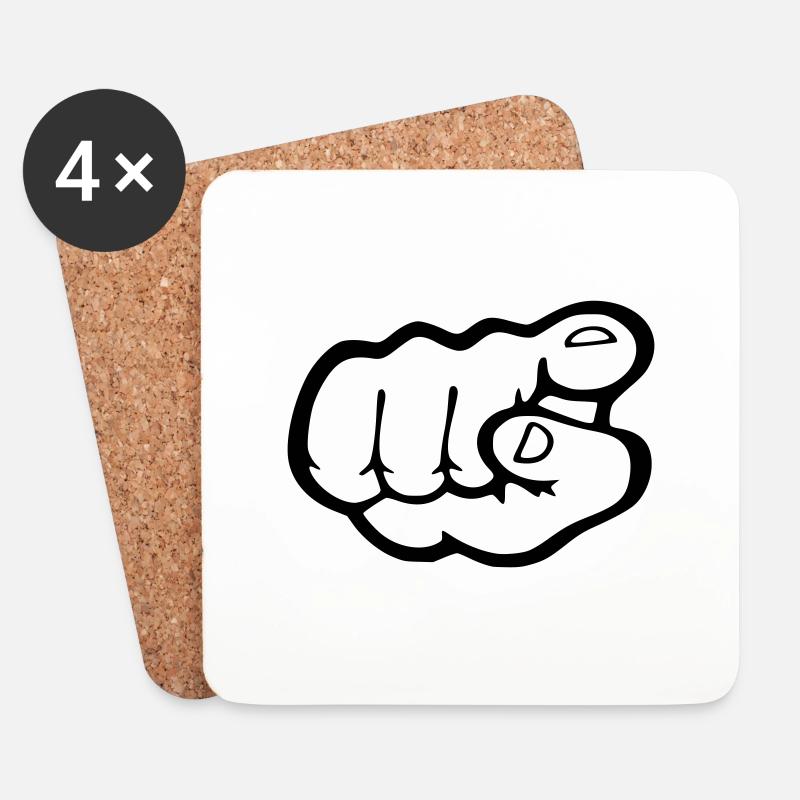 Finger Punkt - Untersetzer (4er-Set) - Weiß