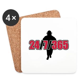 24 / 7 / 365 - Firefighter - Untersetzer (4er-Set) - Weiß - Vorne