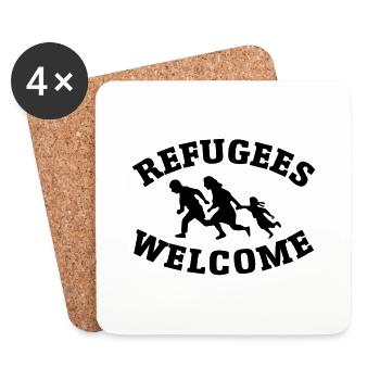 Refugees Welcome - Untersetzer (4er-Set) - Weiß - Vorne