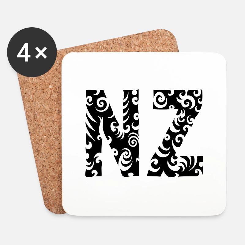 NZ - Neuseeland Maori - Untersetzer (4er-Set) - Weiß