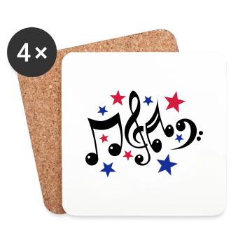 Music Notes and Stars 3c - Coasters (set of 4) - white - Front