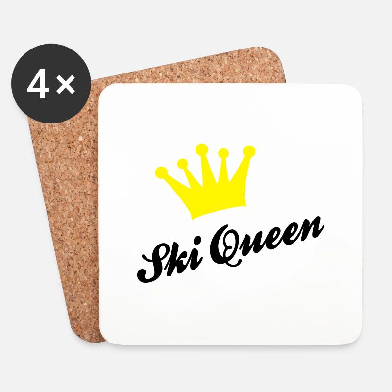 Ski - Untersetzer (4er-Set) - Weiß