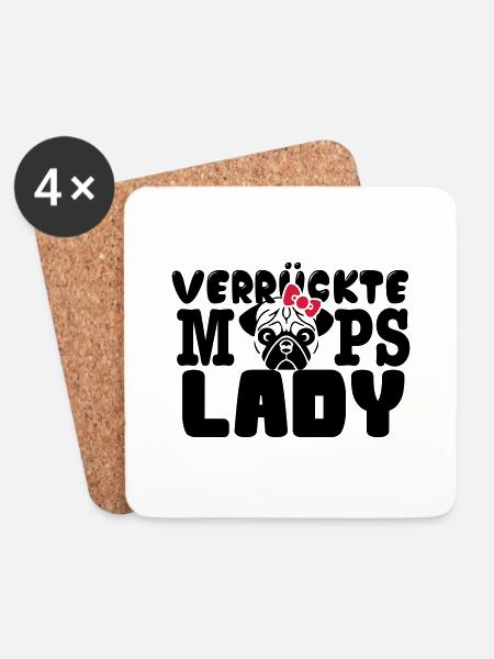 Mops - Untersetzer (4er-Set) - Weiß