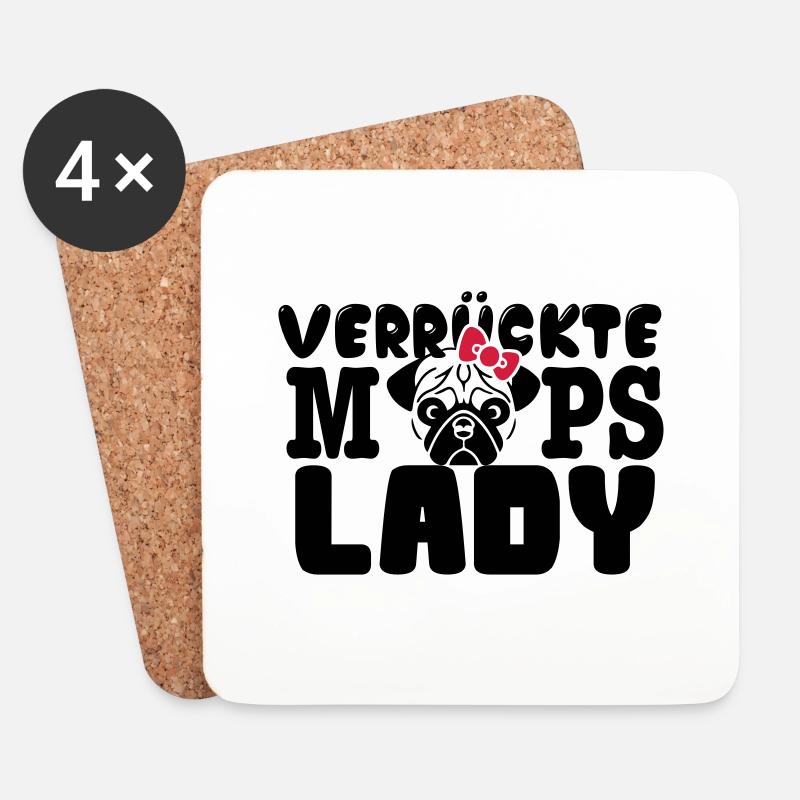 Mops - Untersetzer (4er-Set) - Weiß