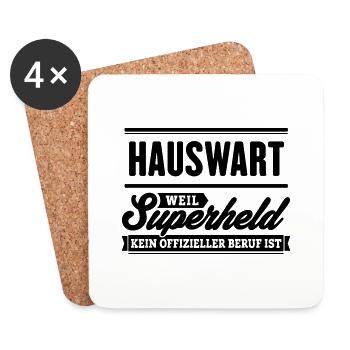 Superheld Hauswart - Untersetzer (4er-Set) - Weiß - Vorne