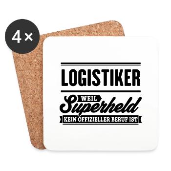 Superheld Logistiker - Untersetzer (4er-Set) - Weiß - Vorne