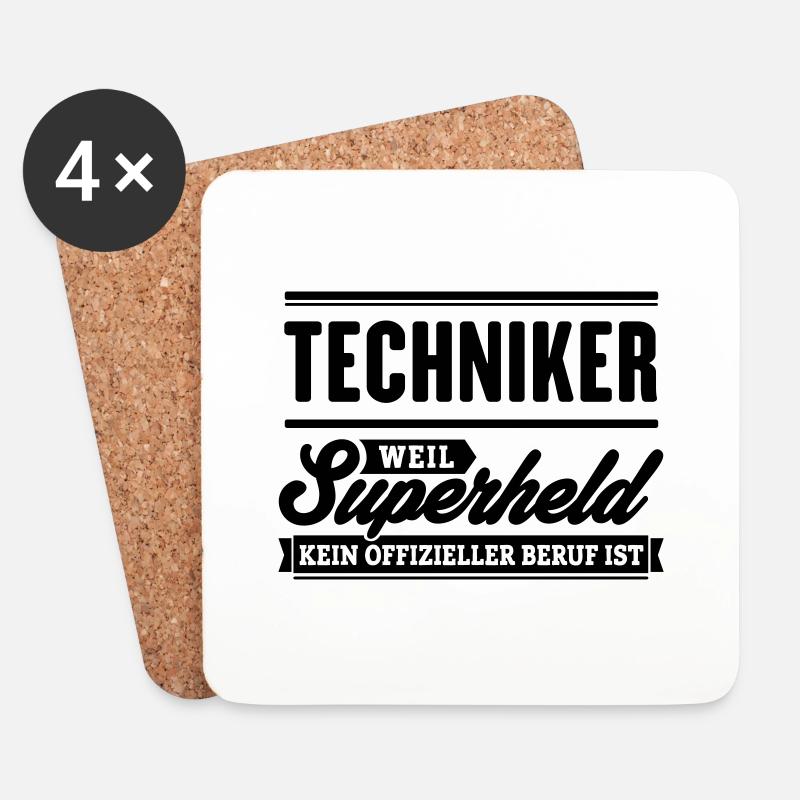 Superheld Techniker - Untersetzer (4er-Set) - Weiß