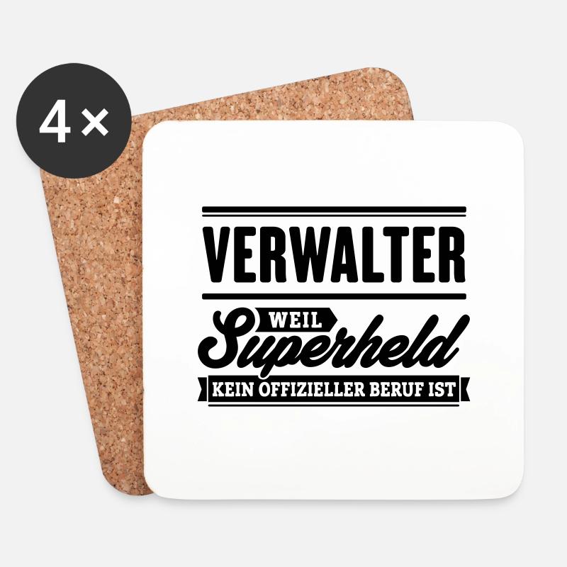 Superheld Verwalter - Untersetzer (4er-Set) - Weiß