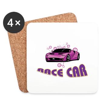 Race car - Coasters (set of 4) - white - Front
