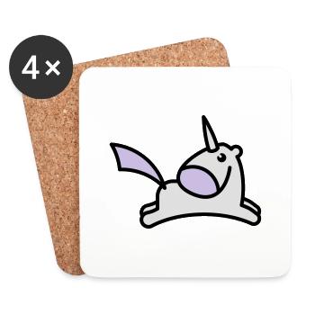 springendes Süßes Einhorn - Untersetzer (4er-Set) - Weiß - Vorne