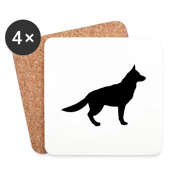 Chien - Dessous de verre (lot de 4) - blanc - Devant