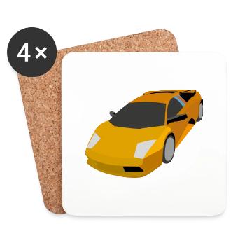 race car - Coasters (set of 4) - white - Front