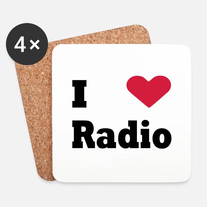 i love radio - Untersetzer (4er-Set) - Weiß