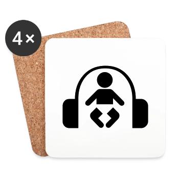 baby headphone music - Untersetzer (4er-Set) - Weiß - Vorne