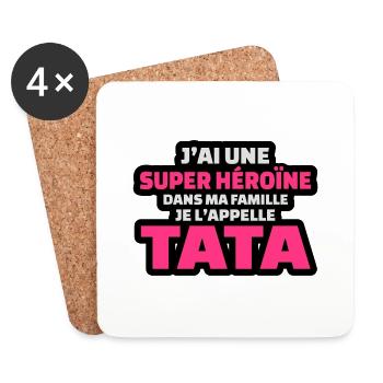 j'ai une super héroïne dans ma famille tata - Dessous de verre (lot de 4) - blanc - Devant
