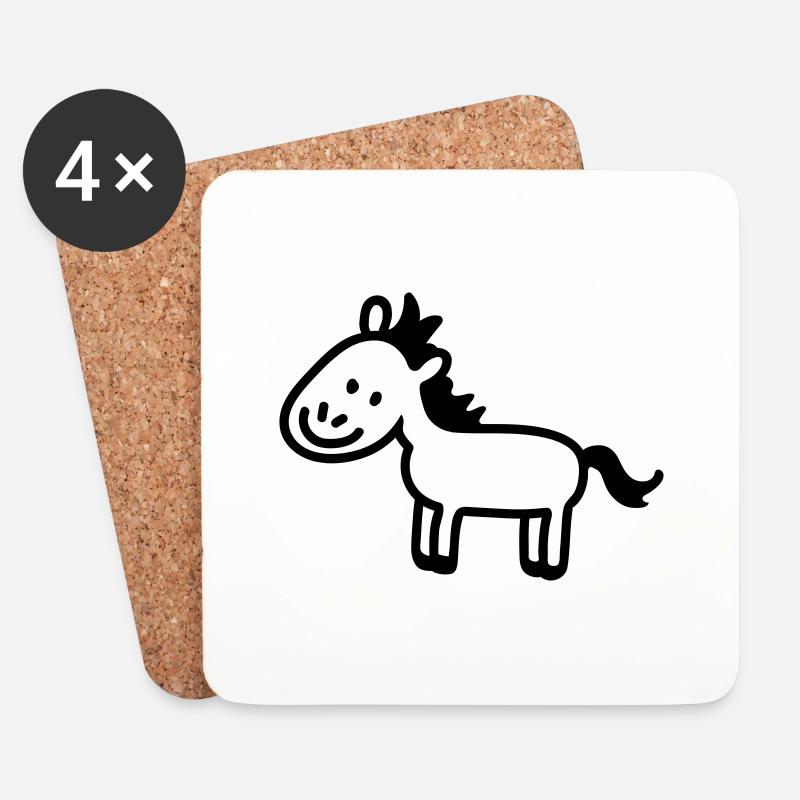 Pony Pferdchen - line - Untersetzer (4er-Set) - Weiß