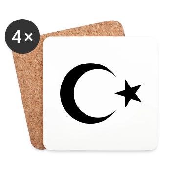 Turkey Crescent Star (Türkiye Cumhuriyeti) - Coasters (set of 4) - white - Front