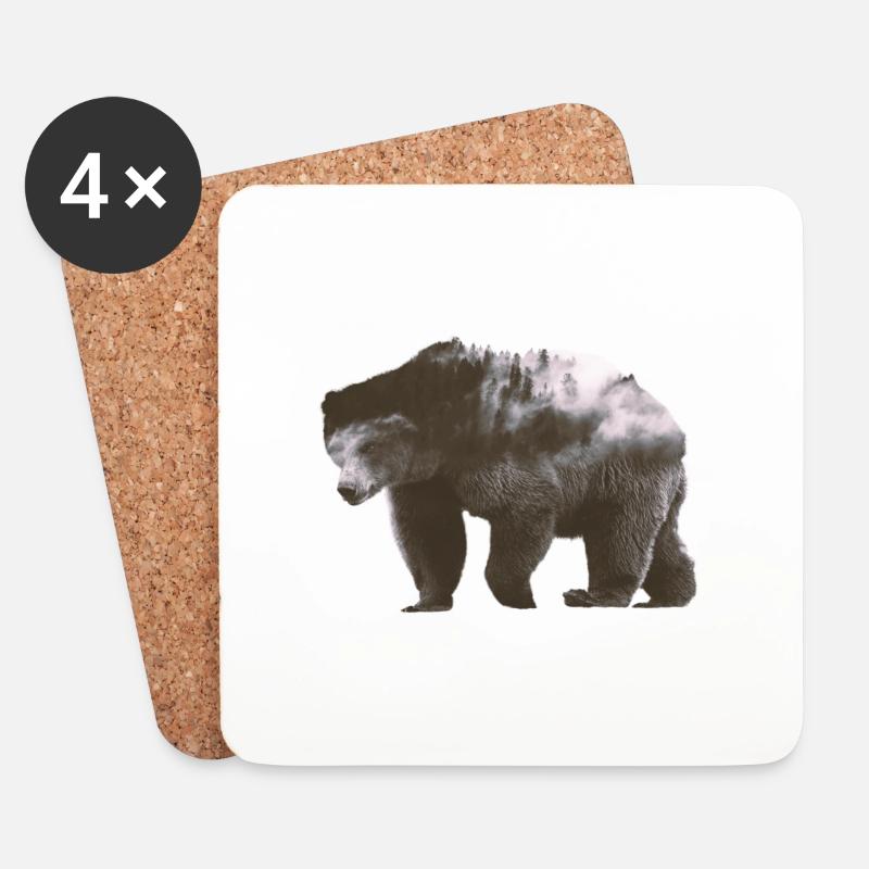 Bär - Untersetzer (4er-Set) - Weiß