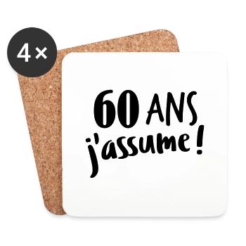 60 ans j'assume - Dessous de verre (lot de 4) - blanc - Devant
