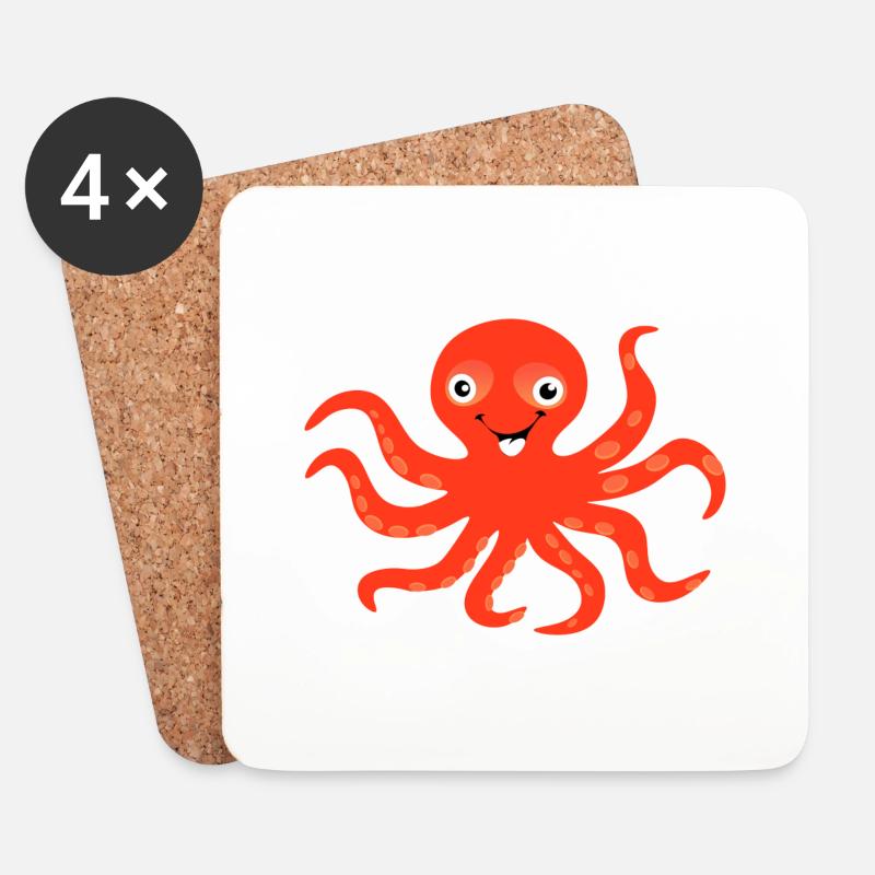 octopus ,krake,tintenfisch - Untersetzer (4er-Set) - Weiß