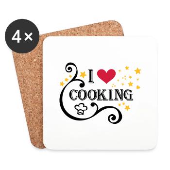 Kochen - Koch Köchin Essen - Untersetzer (4er-Set) - Weiß - Vorne