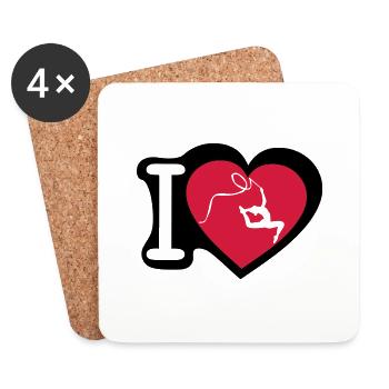 grs love heart heart gymnastique3 - Coasters (set of 4) - white - Front