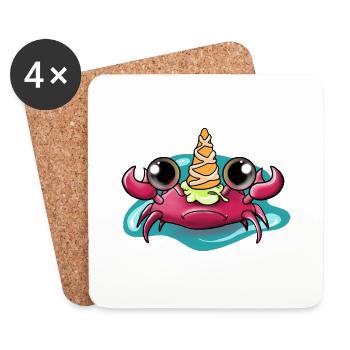 Crabe licorne - Dessous de verre (lot de 4) - blanc - Devant