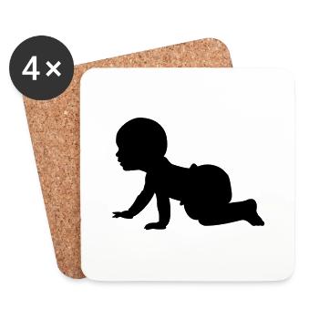 Baby Shadow A - 1 color vector - Coasters (set of 4) - white - Front