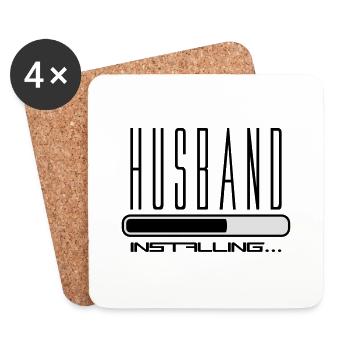 ehemann husband installing downloading ladebalken - Untersetzer (4er-Set) - Weiß - Vorne