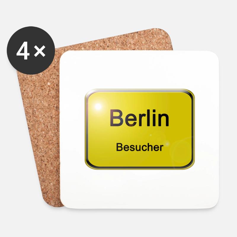 Ortsschild Berlin Besucher - Untersetzer (4er-Set) - Weiß