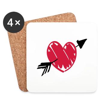 i love you - Dessous de verre (lot de 4) - blanc - Devant