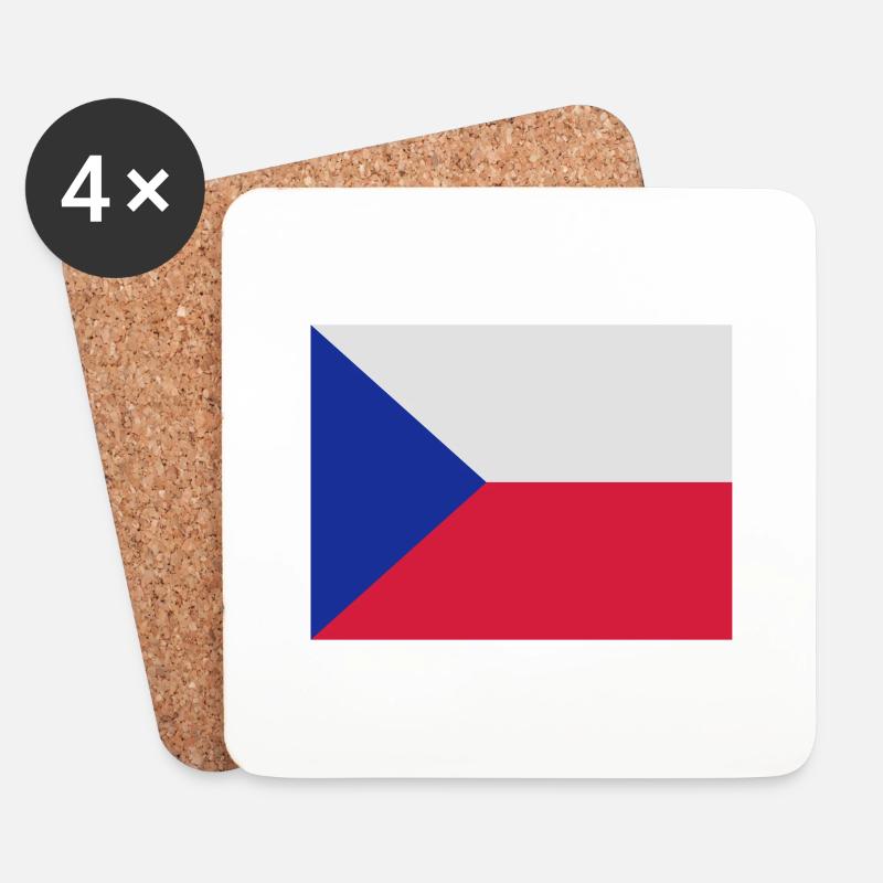 drapeau_republique_tcheque - Untersetzer (4er-Set) - Weiß