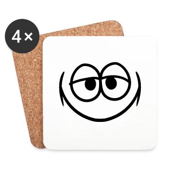 cool grinsen laecheln froh augen mund gesicht lust - Untersetzer (4er-Set) - Weiß - Vorne