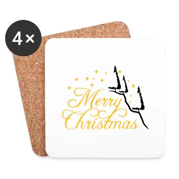 fir mountain fir tree stars night merry christma - Coasters (set of 4) - white - Front