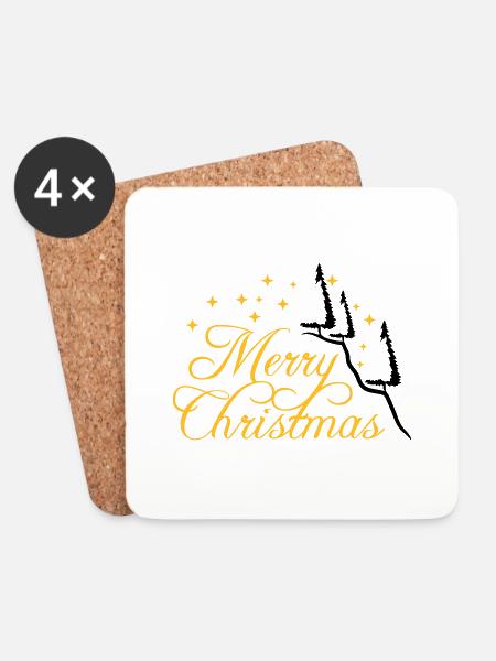 tannen berg tannenbaum sterne nacht merry christma - Untersetzer (4er-Set) - Weiß