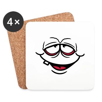 sourire sourire visage drôle moche heureux - Dessous de verre (lot de 4) - blanc - Devant