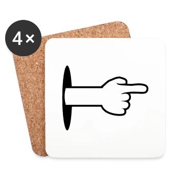 hole wall floor arm hand cartoon cartoon pointing show - Coasters (set of 4) - white - Front