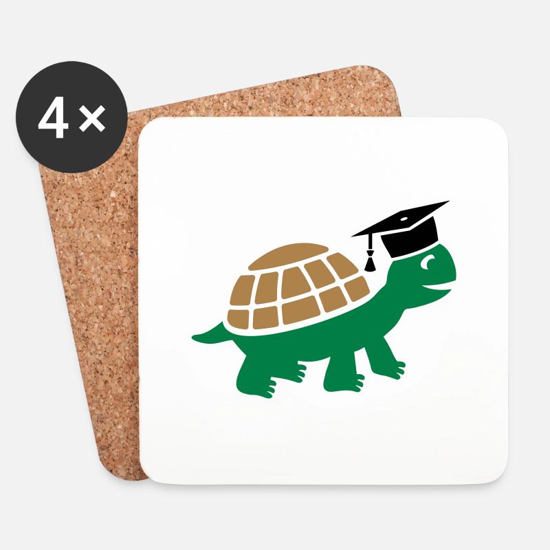 Schildkröte mit Doktorhut Doktorarbeit Studium - Untersetzer (4er-Set) - Weiß