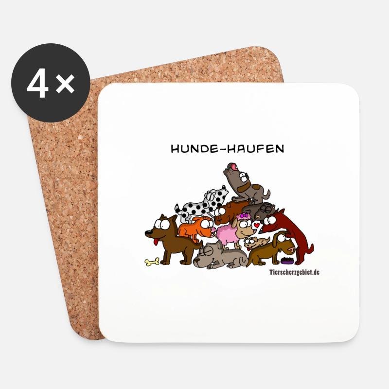 Hundehaufen - Untersetzer (4er-Set) - Weiß