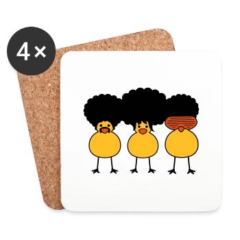 Funky Chicks - Coasters (set of 4) - white - Front