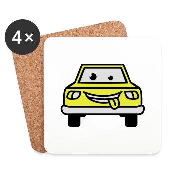 Cartoon Car - Dessous de verre (lot de 4) - blanc - Devant