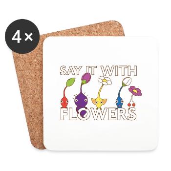 Say it with flowers - Coasters (set of 4) - white - Front