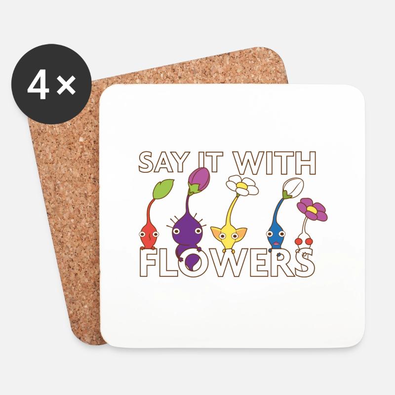 Sag es mit Blumen - Untersetzer (4er-Set) - Weiß