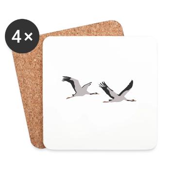 Kraniche, Commoncrane, eurasischer Kranich - Untersetzer (4er-Set) - Weiß - Vorne